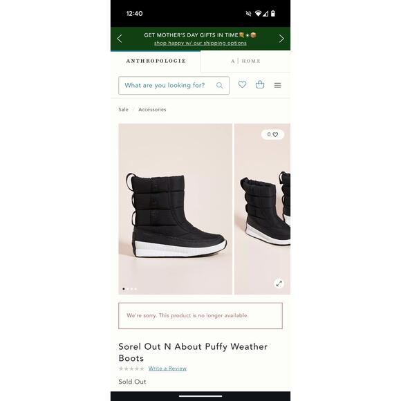 Sorel Womens Out N About Puffy Weather Mid Snow Boot  Sz 6.5Waterproof Black - Picture 9 of 9